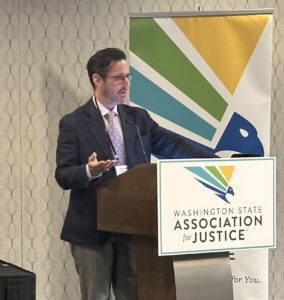 Lawyer Paul Veillon speaking at the Washington State Association for Justice