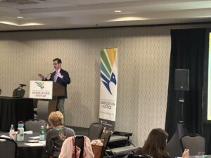 A still from the WSAJ talk from Attorney Paul Veillon