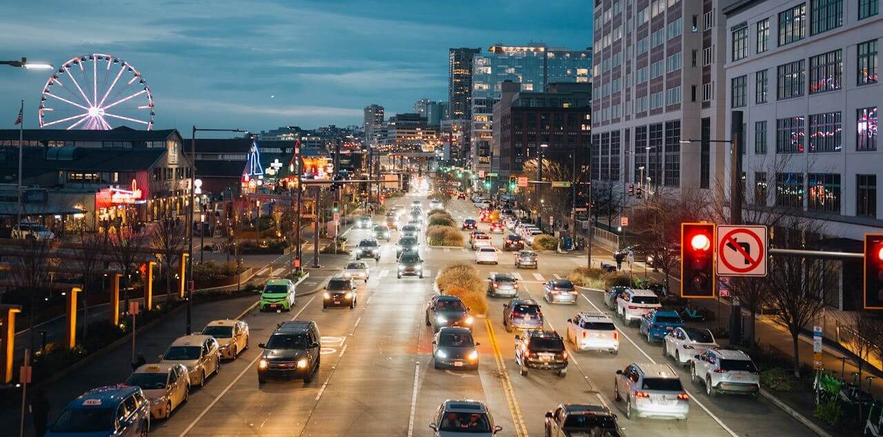 busy road full of cars in seattle, wa